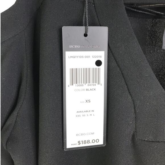 BCBG MAX AZRIA Top Womens Sz XS Black Cold Shoulder Long Sleeve NWT Minimal Lux - Picture 8 of 11